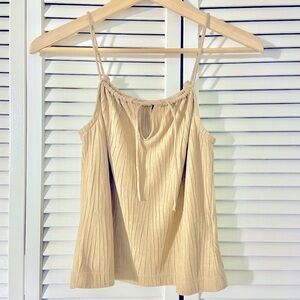 Vintage 90s Esprit Tan Textured Drawstring Strap Cami XS